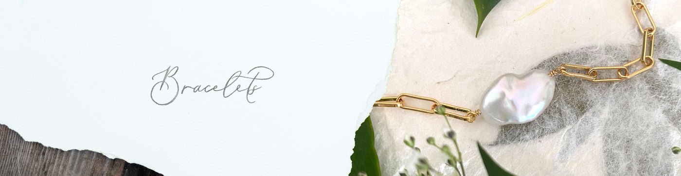 Gold freshwater pearl chain bracelet