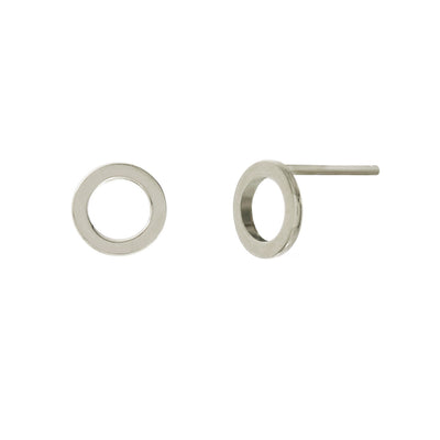 Plain silver circle stud earrings