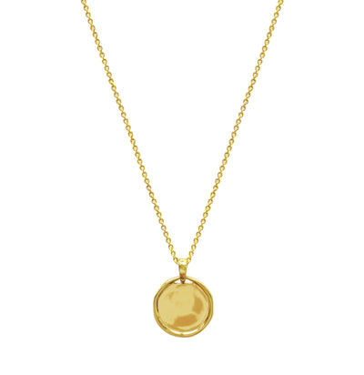 Gold plated sterling silver plain coin pendant necklace