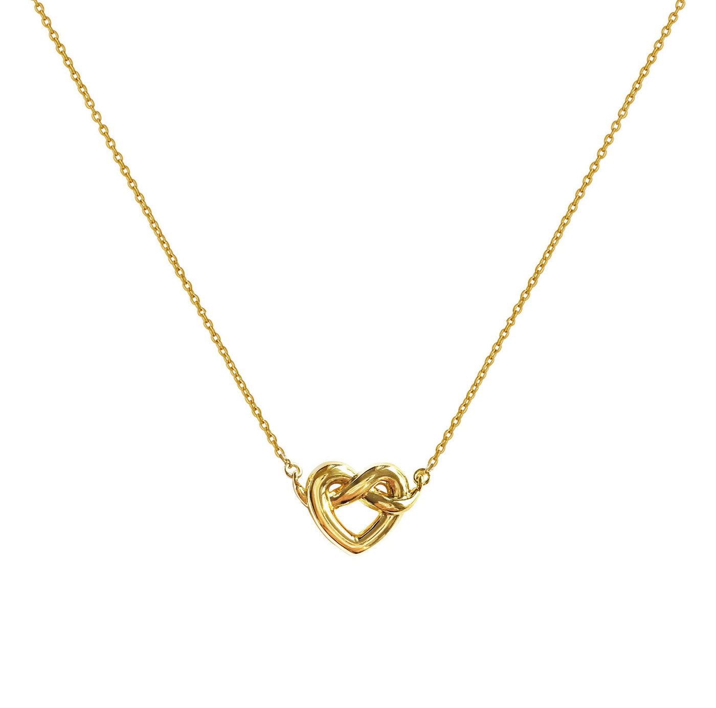 18kt gold plated sterling silver heart knot necklace