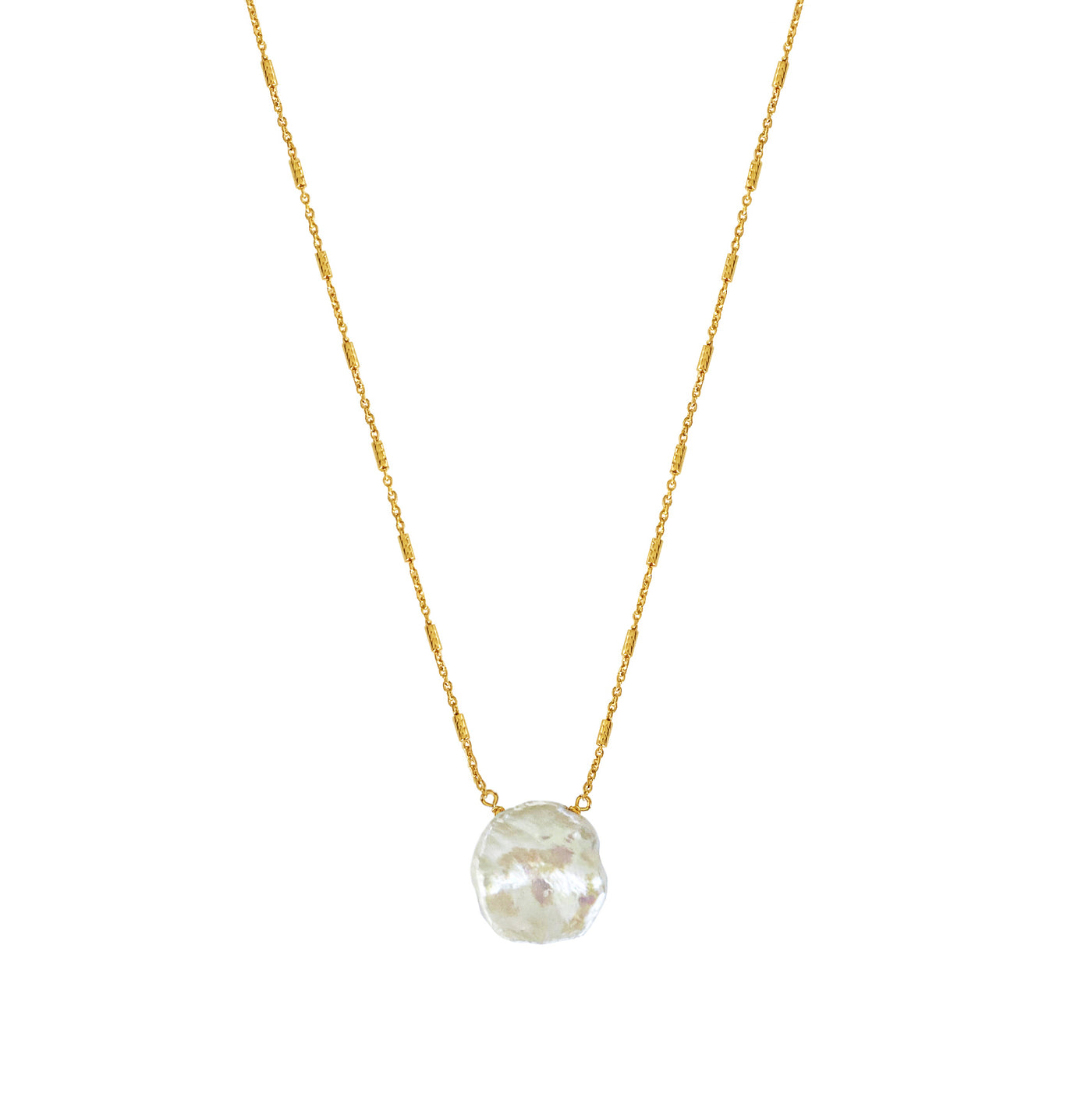 Gold plated sterling silver freshwater pearl necklace