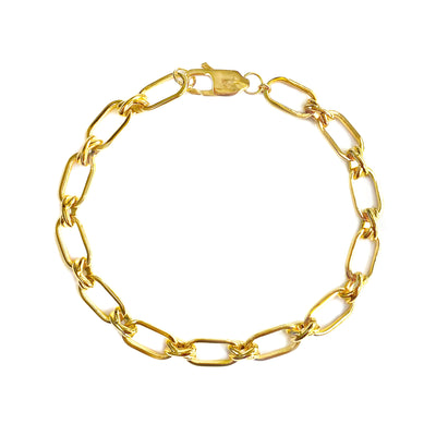 Gold plated sterling silver criss-cross link chunky chain bracelet