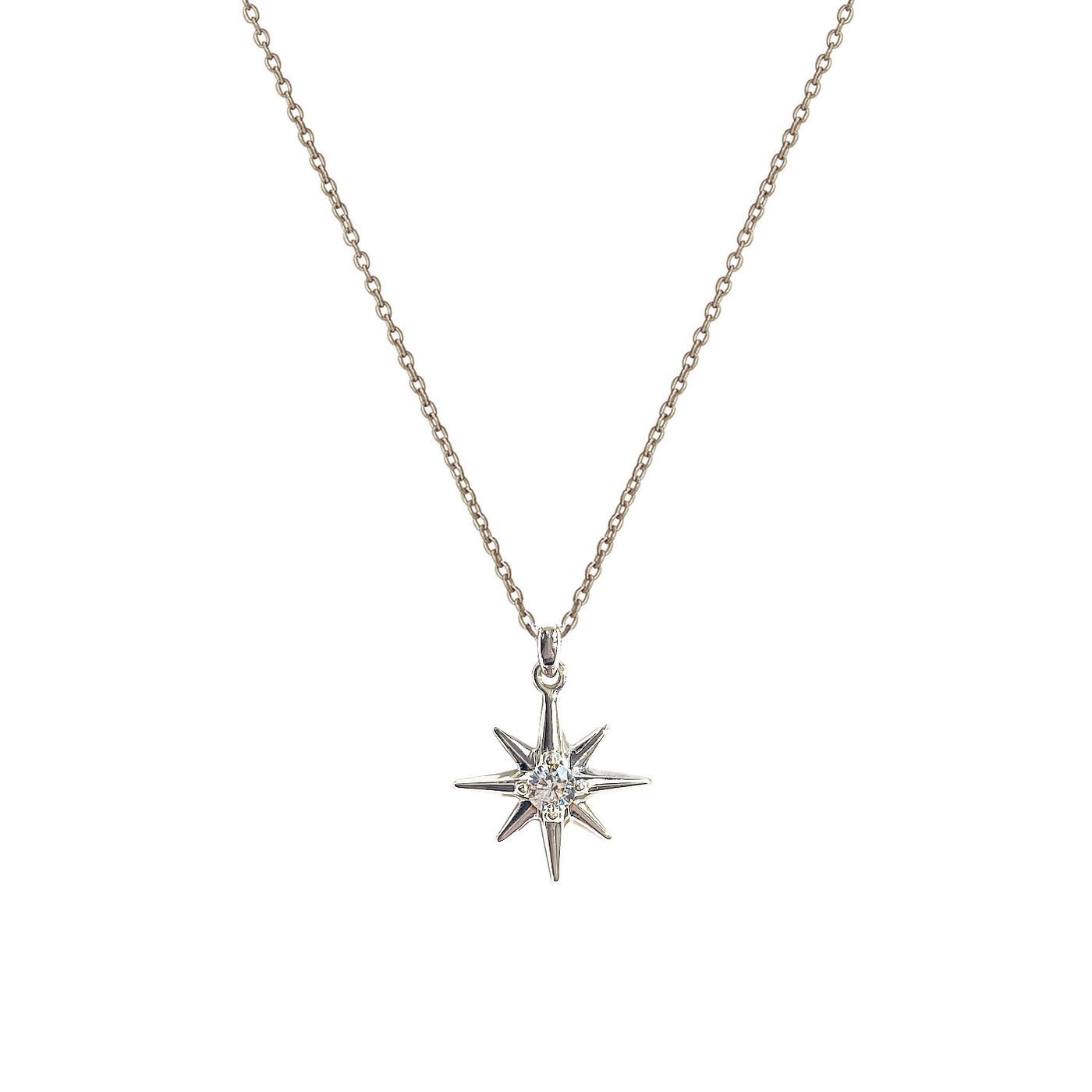 Sterling silver dainty star necklace with CZ crystal