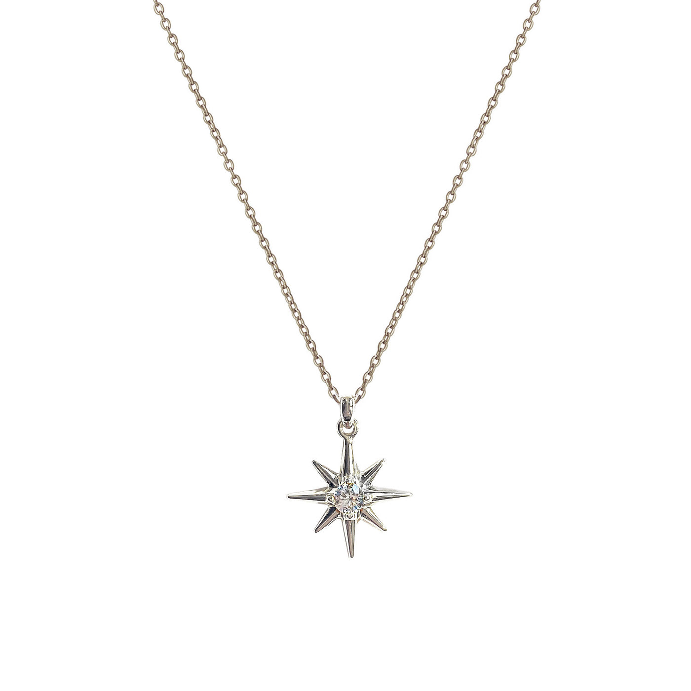 Silver dainty star necklace with CZ crystal