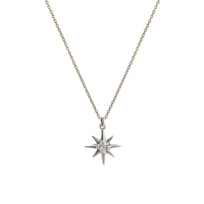 Silver dainty star necklace with CZ crystal
