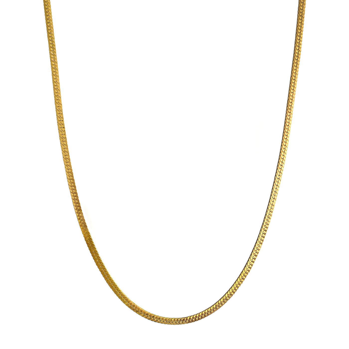 Gold plated sterling silver herringbone snakechain necklace