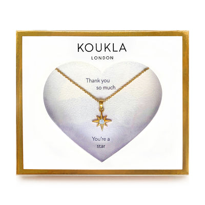 Gold star necklace with CZ crystal for bridesmaid, wedding or thank you gift
