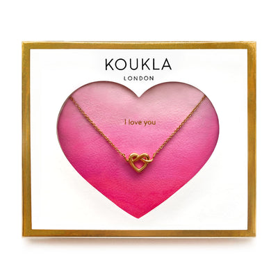 Gold love heart Valentines necklace gift for girlfriend or wife