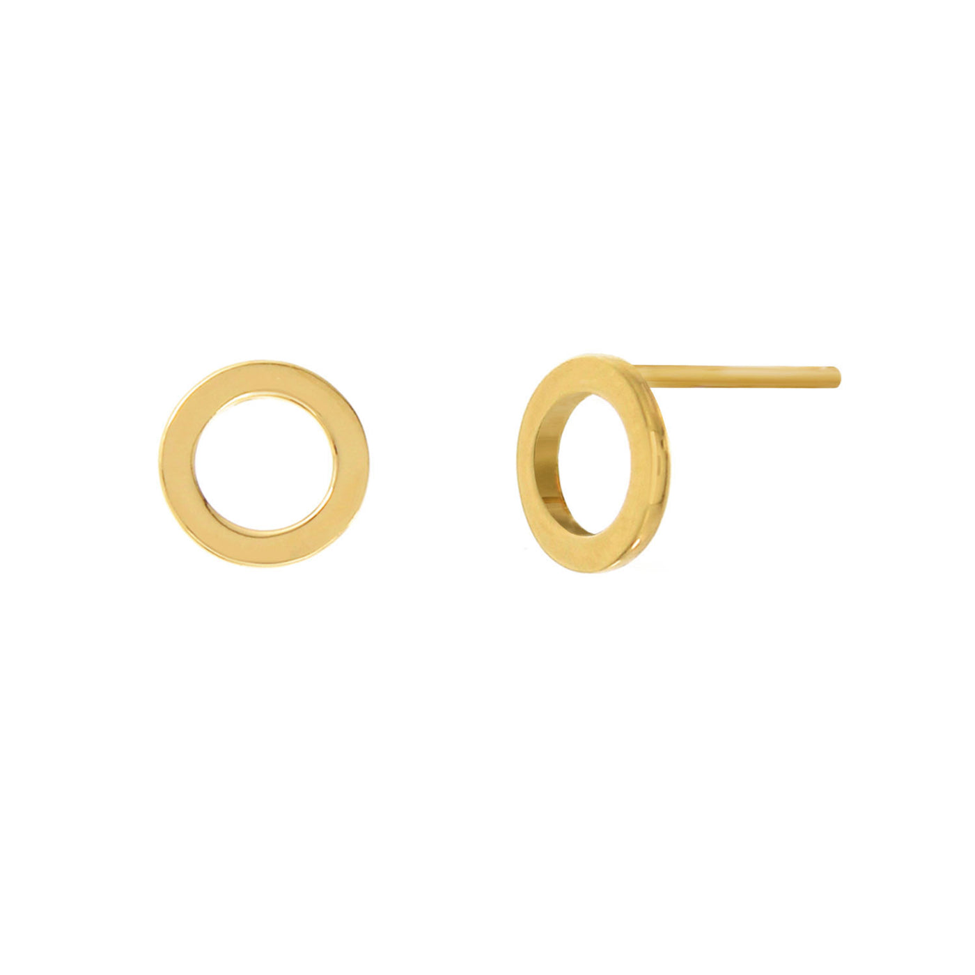 Plain gold circle stud earrings