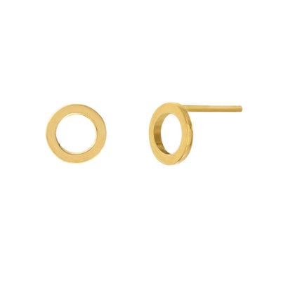 Plain gold circle stud earrings