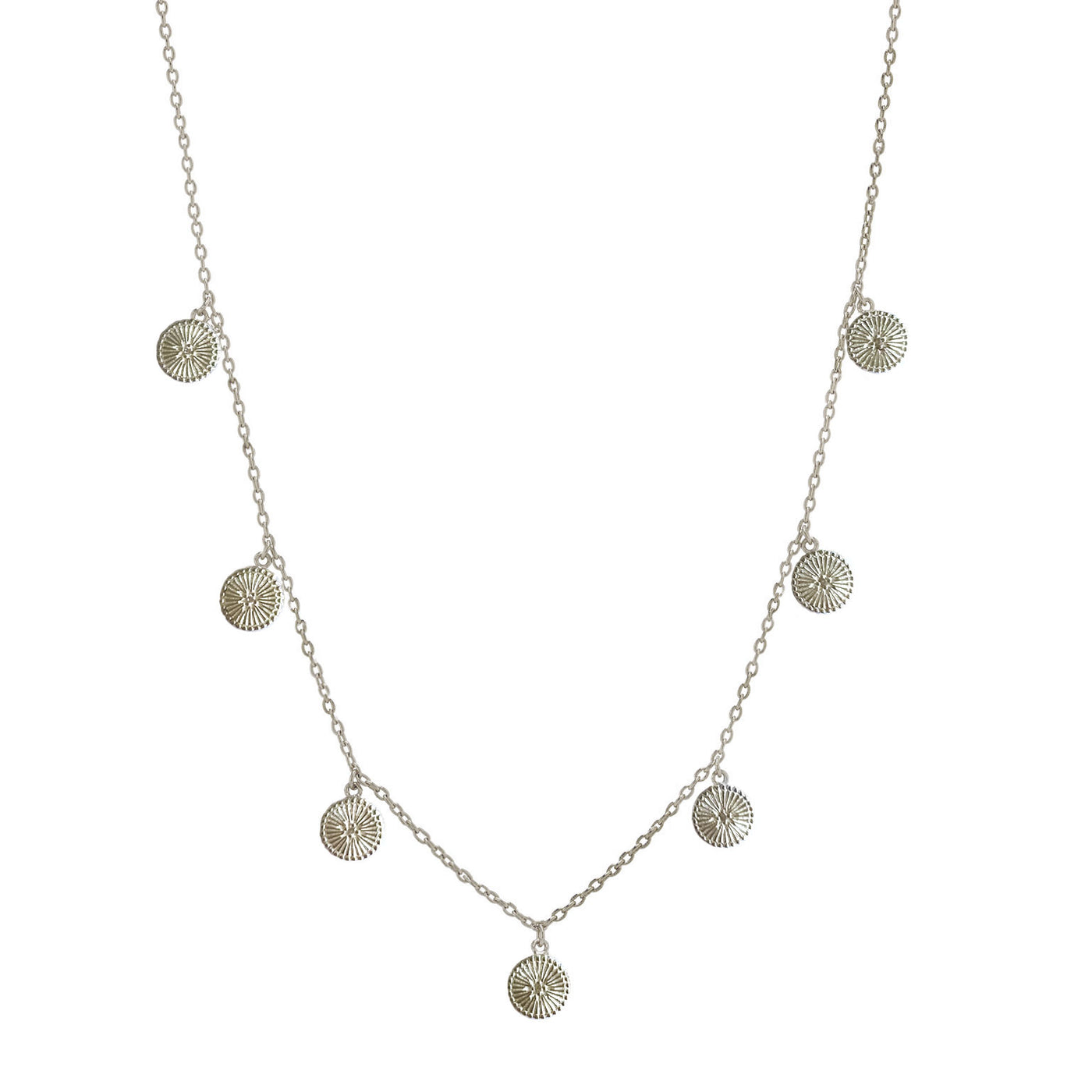 Sterling Silver engraved coin choker necklace with CZ crystals