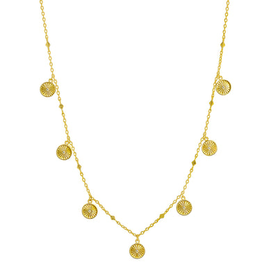 Gold engraved coin choker necklace with CZ crystals
