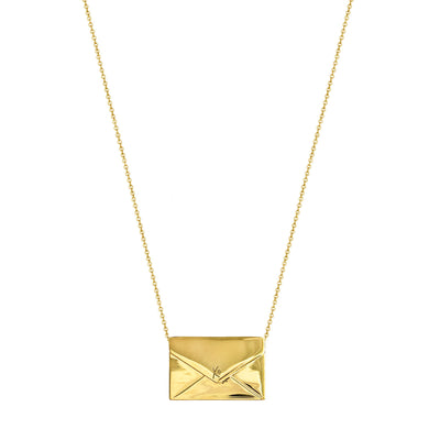 Gold engraved reversible envelope necklace