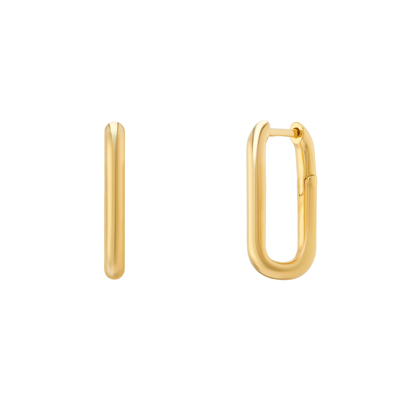 Gold contemporary rounded rectangle hoop earrings